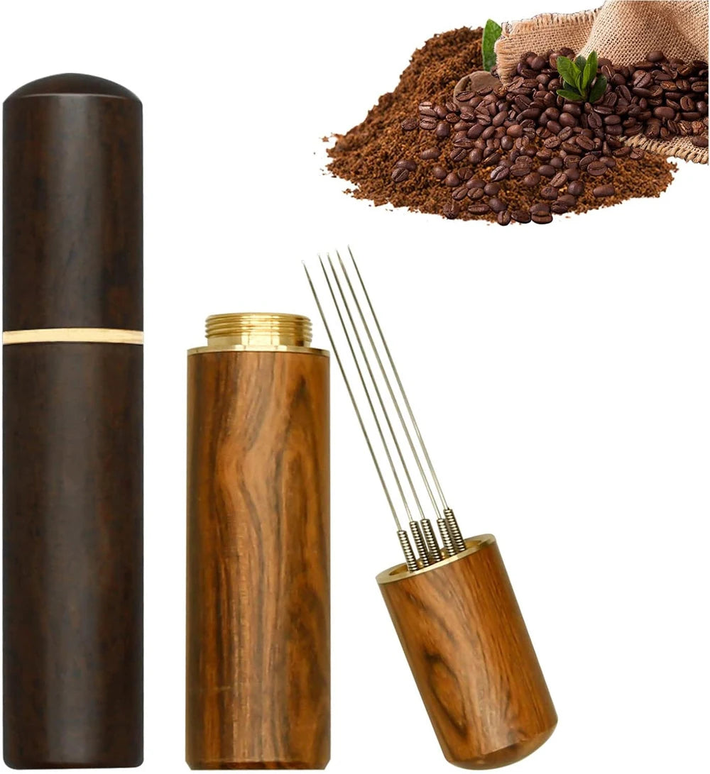 WDT Tool Barista de Acero Inoxidable | Aguja Distribuidora para Espresso con Mango de Madera